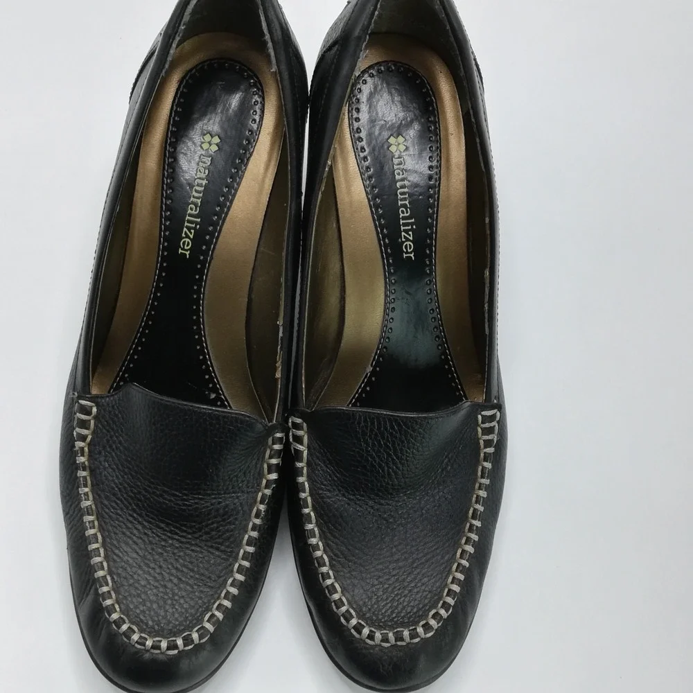 Naturalizer‎ Shoes Womens Loafer Warson Heeled Black Leather Moccasin Slip On 8